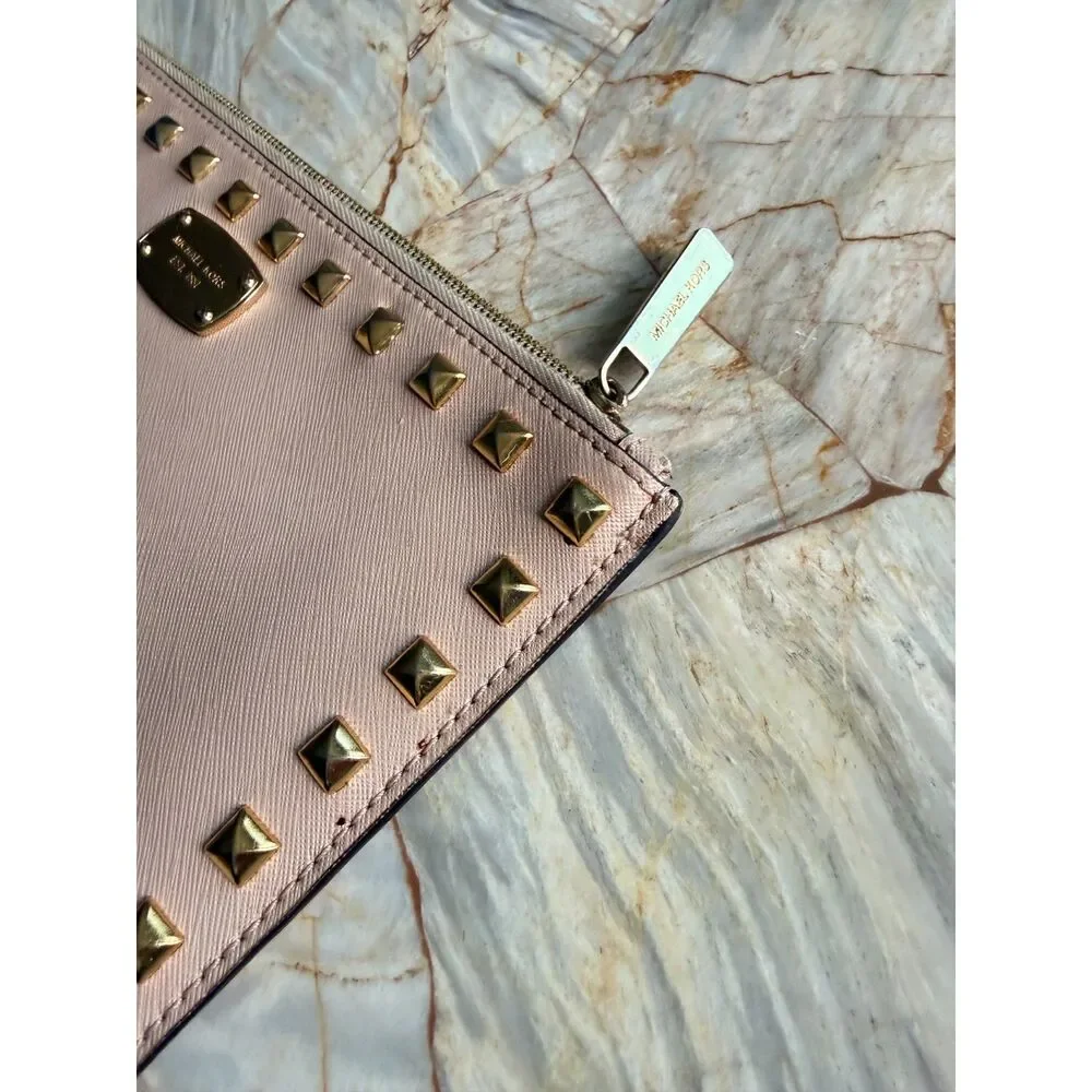 Michael Kors Sandrine Studded Large Zip Clutch Ballet - Picture 6 of 8